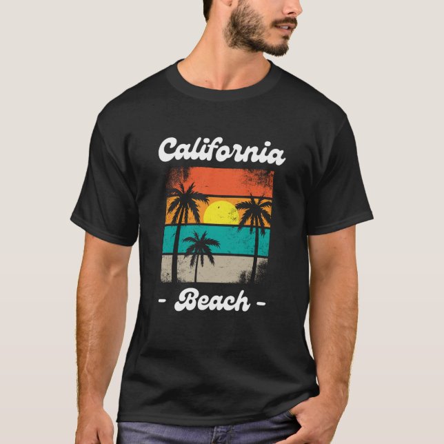 Camiseta Retro California Beach Sunset Art (Anverso)