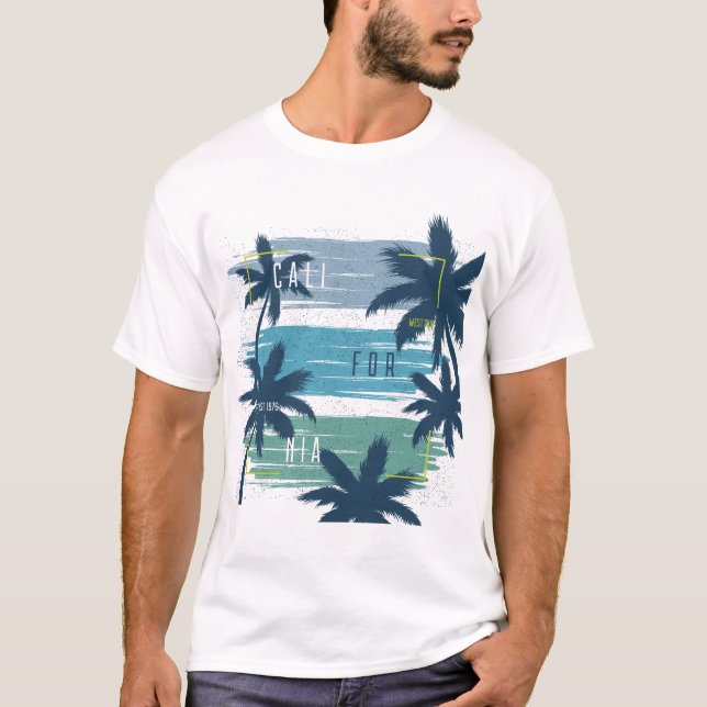 Camiseta Retro California Palm Tree- Beach Sunset Aestética (Anverso)