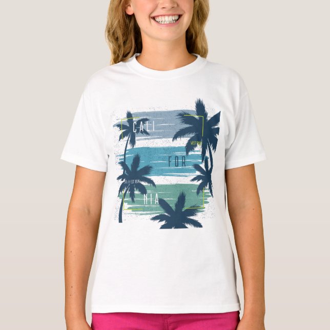 Camiseta Retro California Palm Tree- Beach Sunset Aestética (Anverso)