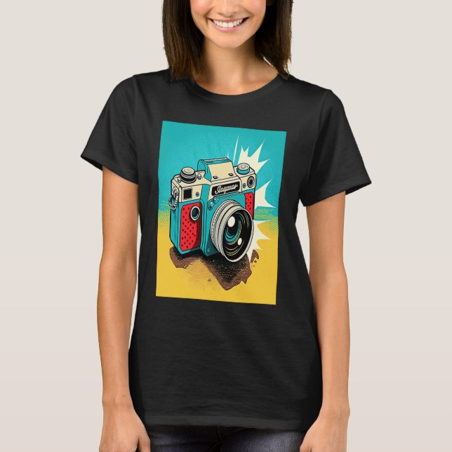 Camiseta Retro Camera  Pop Style Photographer Mom  2 (Anverso)
