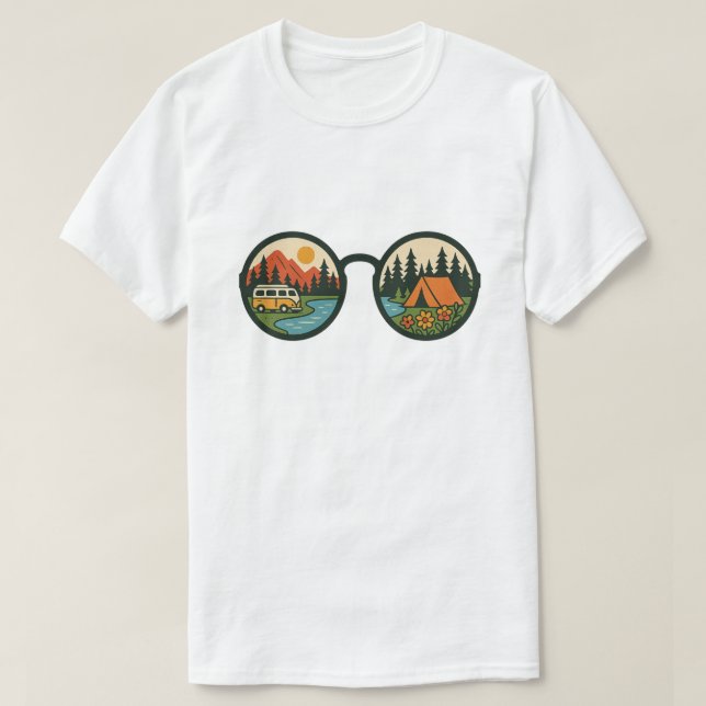 Camiseta Retro Camping Adventure Sunglasses Nature (Diseño del anverso)