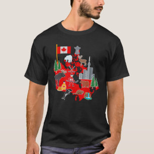 Camiseta Retro Canadá Rótulo y símbolos mapa hoja de arce C