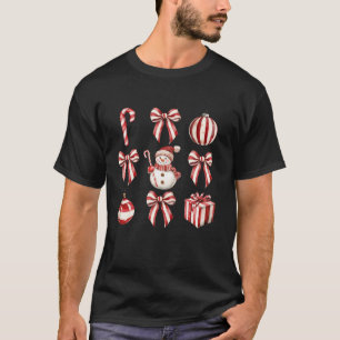 Camiseta Retro Candy Cane Coquette Bow Cute Navidades Girly