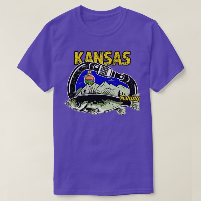 Camiseta Retro Carabiner Kansas Fishing  (Diseño del anverso)