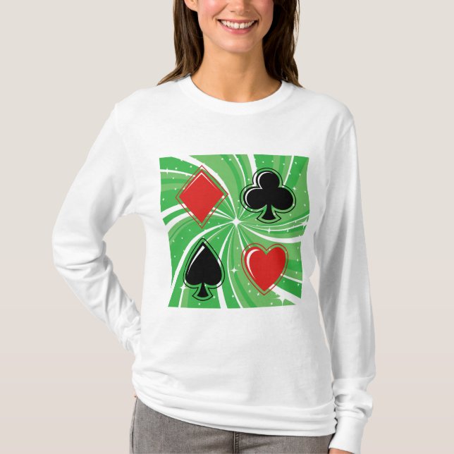 Camiseta Retro Card Suits Vibrant Red and Black (Anverso)