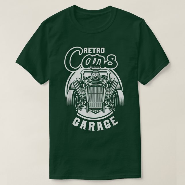 Camiseta Retro Cars Garage Classic Old American Automobile  (Diseño del anverso)