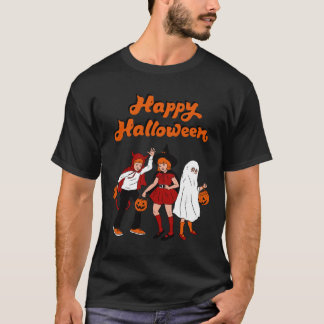 Camiseta Retro Cartoon Happy Halloween