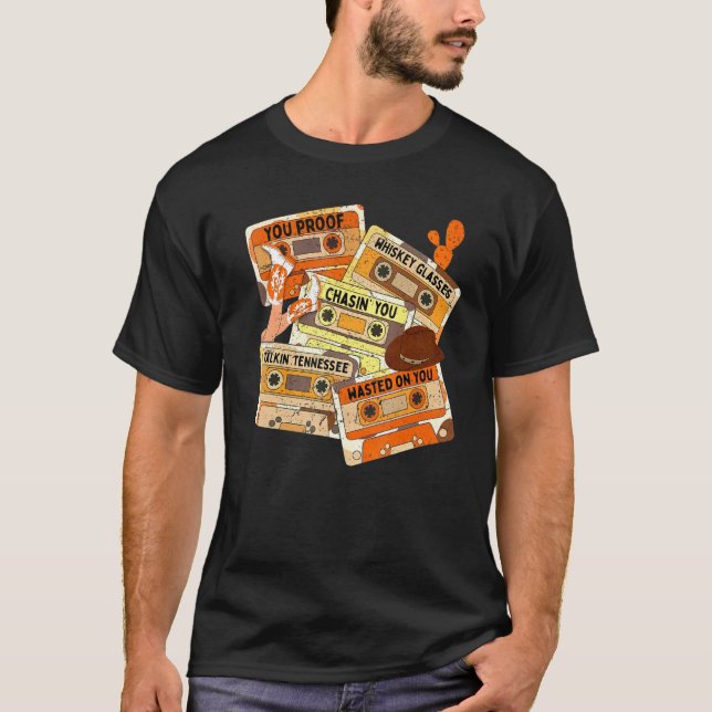Camiseta Retro Cassette Wasted On You Proof Western Country (Anverso)