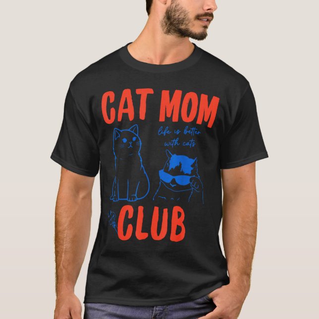 Camiseta Retro Cat Mom Club Funny Cat Meme Mama Grandma Mot (Anverso)