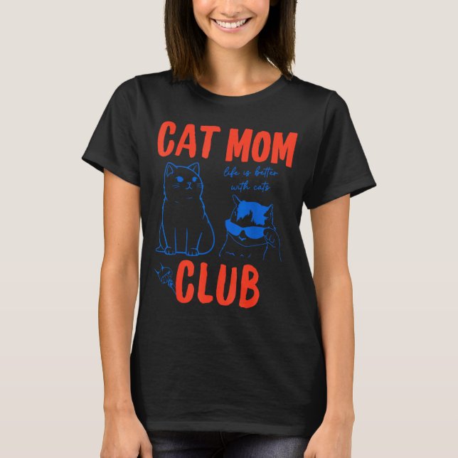 Camiseta Retro Cat Mom Club Funny Cat Meme Mama Grandma Mot (Anverso)
