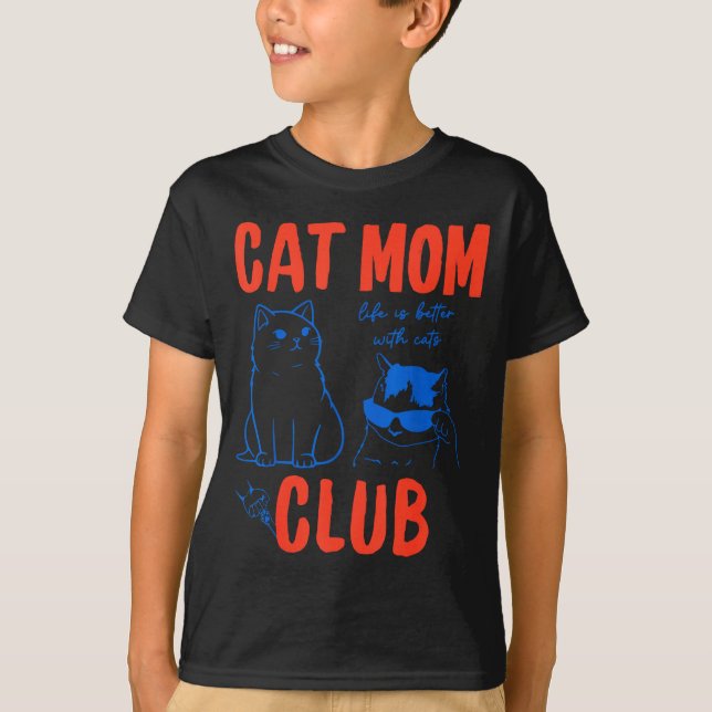 Camiseta Retro Cat Mom Club Funny Cat Meme Mama Grandma Mot (Anverso)