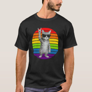 Camiseta Retro Cat Rock Spotlight, Gato Rockstar Gatito Div