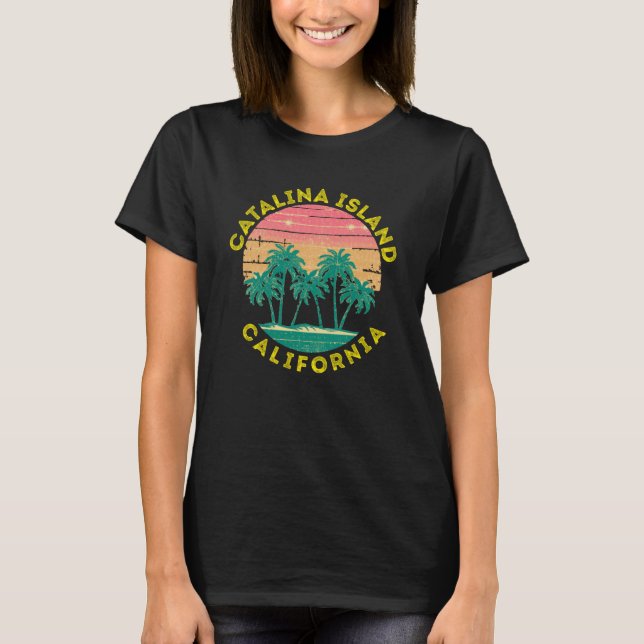 Camiseta Retro Catalina Island Vacation Souvenir Palm Tree (Anverso)