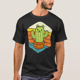 Camiseta Retro Catcus Cactus Cat Planta Para Hombres Mujere