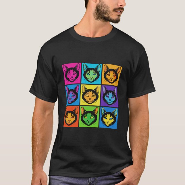 Camiseta Retro Cats pop art Andy Warhol style (Anverso)