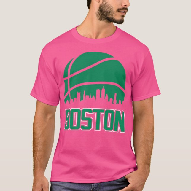 Camiseta Retro Celtics Basketball Boston City Skyline (Anverso)