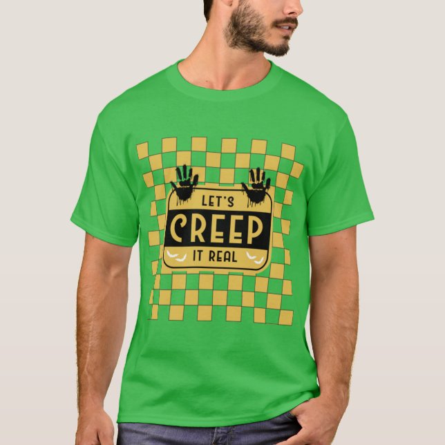 Camiseta Retro Checkerboard Lets Creep It Real Bold Hallowe (Anverso)