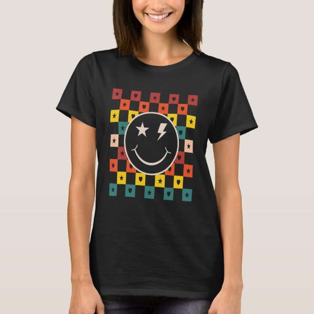 Camiseta Retro Checkered Happy Sonriente Face 1 (Anverso)