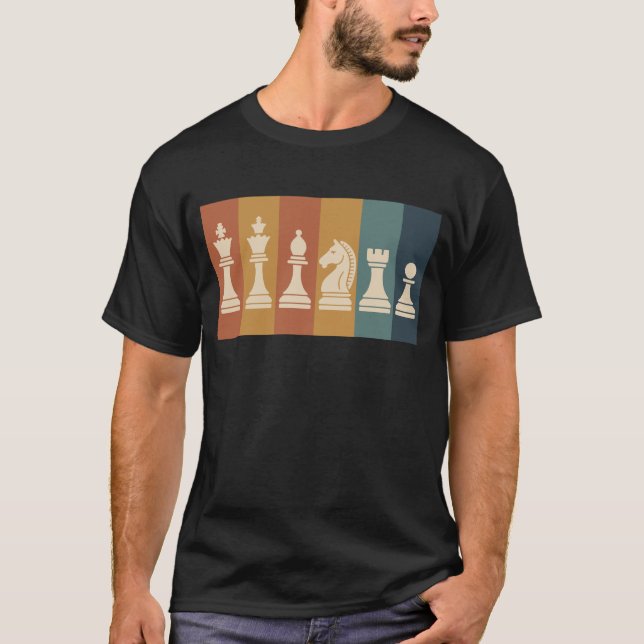 Camiseta Retro Chess Pieces Color Block Art (Anverso)
