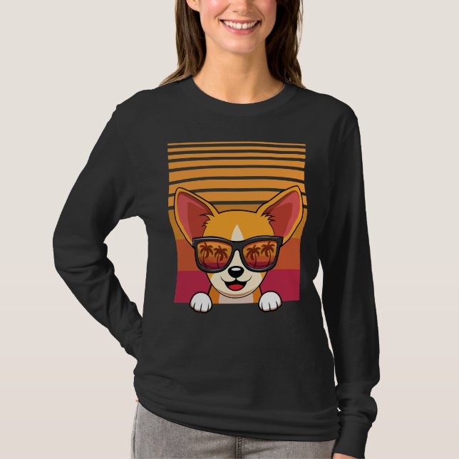 Camiseta Retro Chihuahua Perro Gafas de sol Playa Aloha (Anverso)