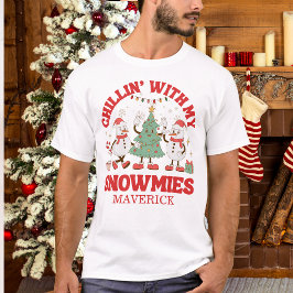 Camiseta Retro Chillin' Con Mis Muñecos de Nieve Navidad