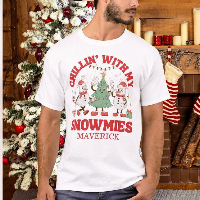 Camiseta Retro Chillin' Con Mis Muñecos de Nieve Navidad (Subido por el creador)