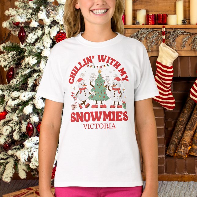 Camiseta Retro Chillin' Con Mis Muñecos de Nieve Navidad (Subido por el creador)