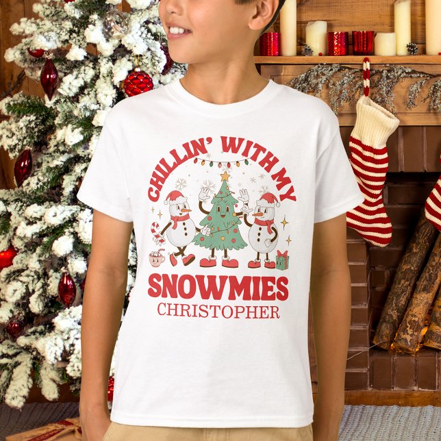 Camiseta Retro Chillin' Con Mis Muñecos de Nieve Navidad (Subido por el creador)