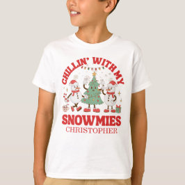Camiseta Retro Chillin' Con Mis Navidades Snowmies