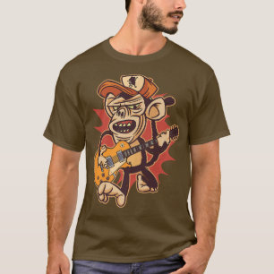 Camiseta Retro Chimpanzee Guitar Player Gráfica Premium