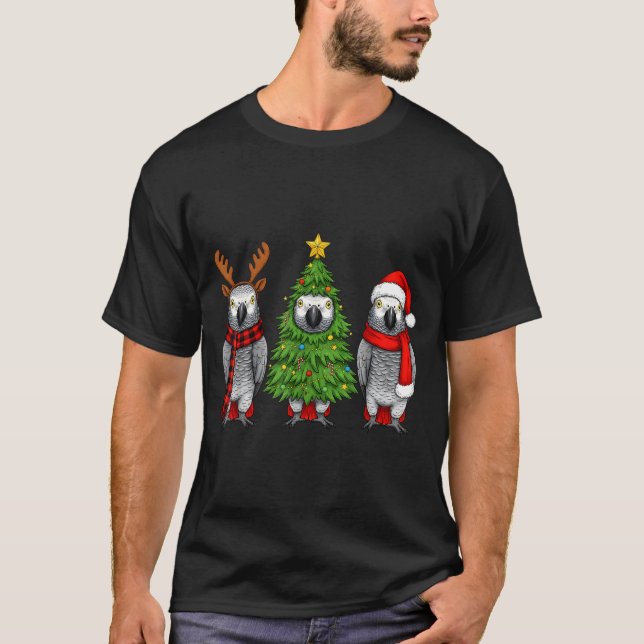 Camiseta Retro Christmas African G Parrot Bird Santa Reinde (Anverso)