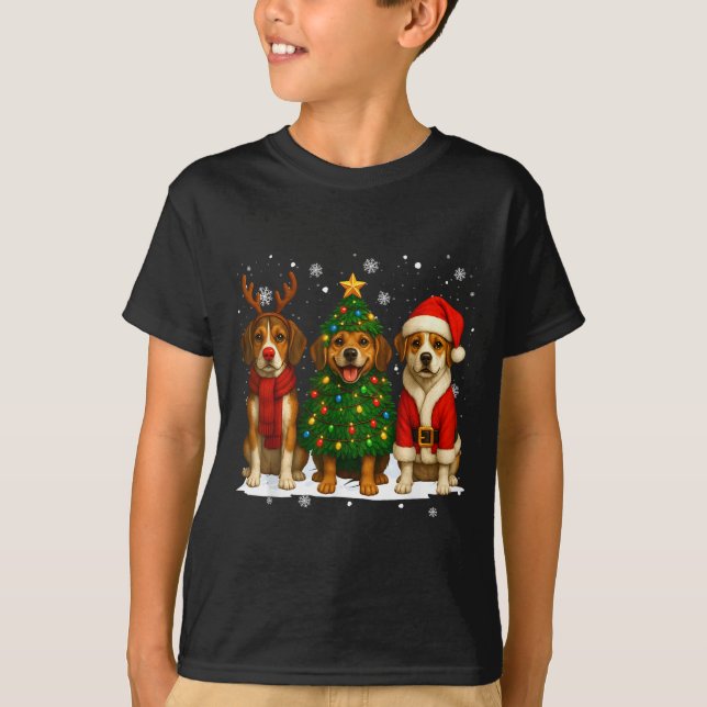 Camiseta Retro Christmas Beagle Santa Reindeer Dog Lover  (Anverso)