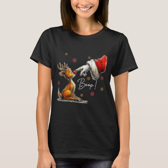 Camiseta Retro Christmas Cartoon Boop, Christmas Reindeer  (Anverso)