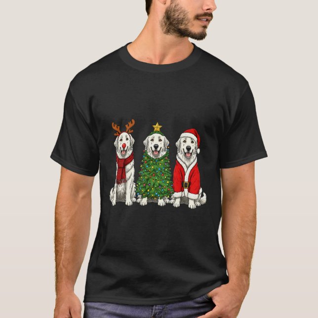 Camiseta Retro Christmas Great Pyrenees Santa Reindeer Dog  (Anverso)
