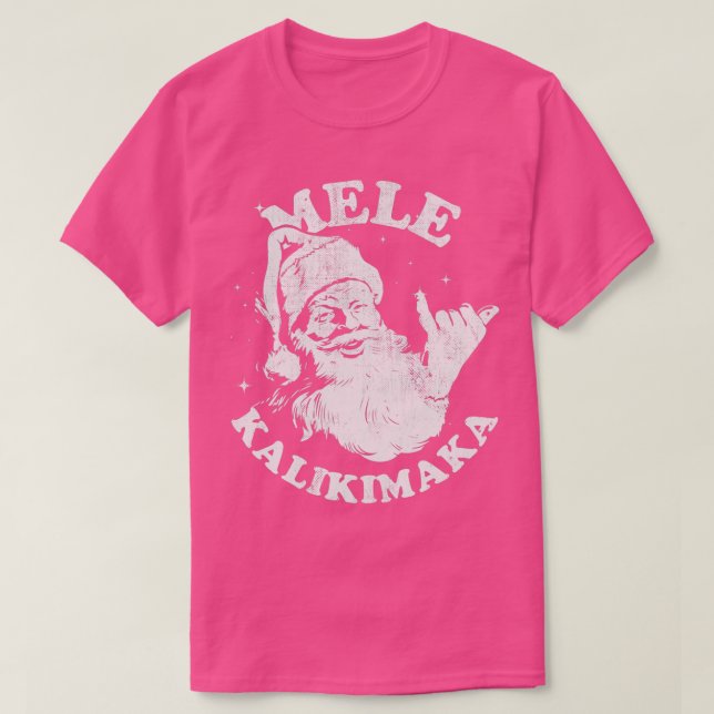 Camiseta Retro Christmas Mele Kalikimaka Santa Shaka Hawaii (Diseño del anverso)