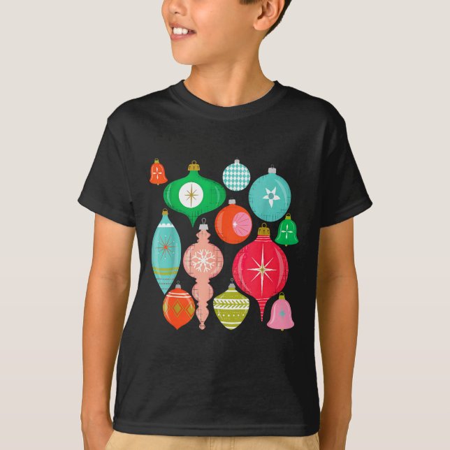 Camiseta Retro Christmas Ornaments Mid Century Modern  (Anverso)