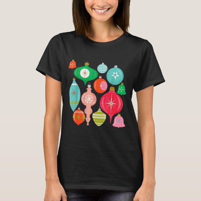 Camiseta Retro Christmas Ornaments Mid Century Modern  (Anverso)