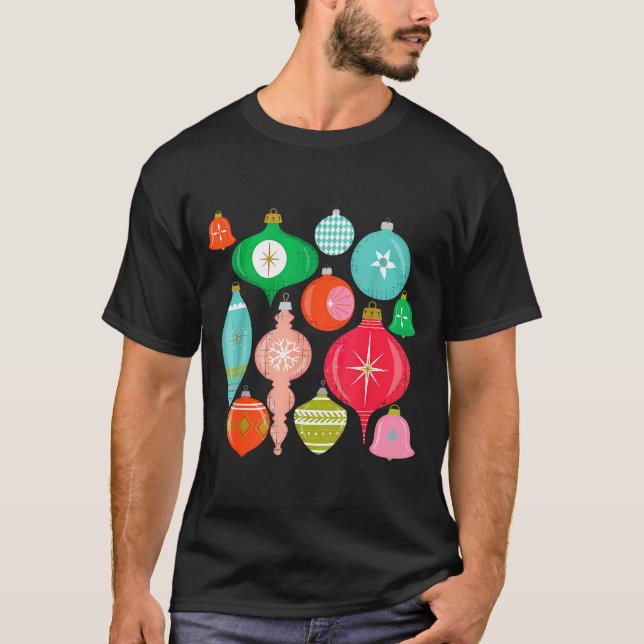 Camiseta Retro Christmas Ornaments Mid Century Modern  (Anverso)