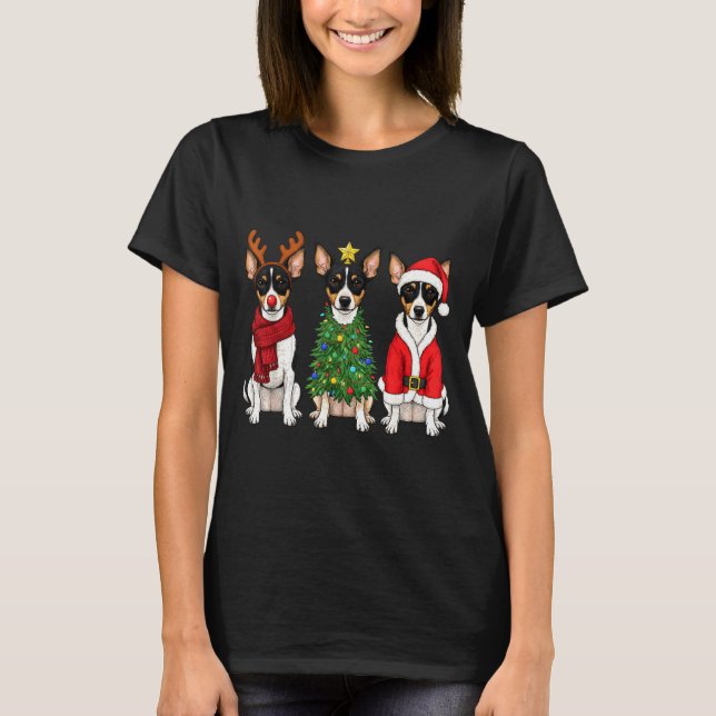 Camiseta Retro Christmas Rat Terrier Santa Reindeer Dog Lov (Anverso)