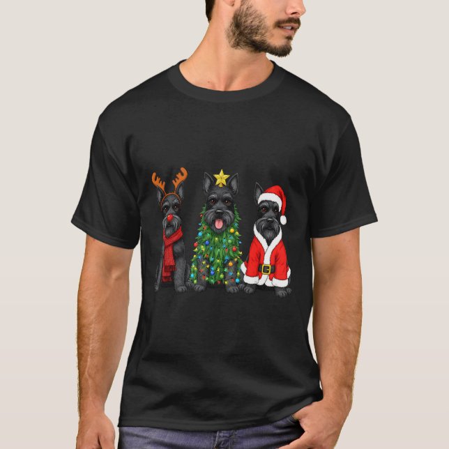 Camiseta Retro Christmas Scottierrier Santa Reindeer Dog Lo (Anverso)