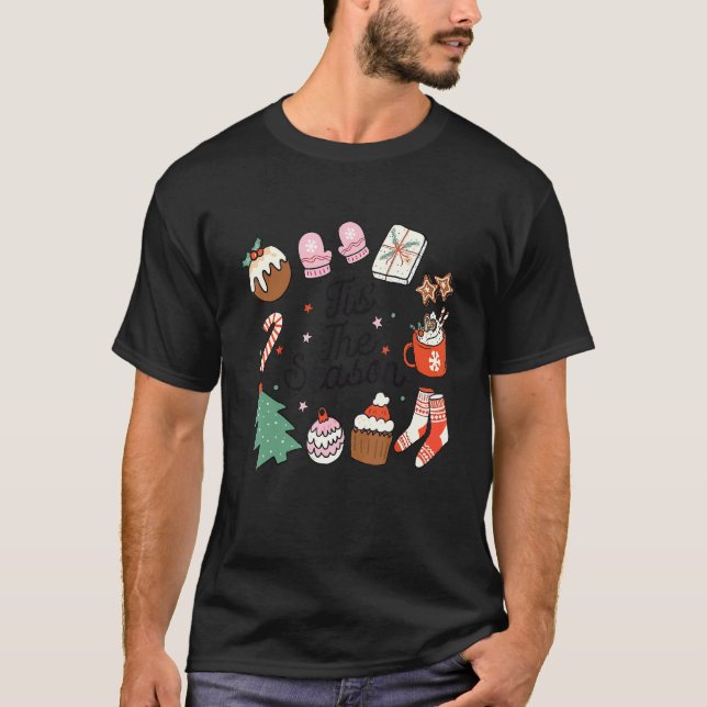 Camiseta Retro Christmas Tis' The Season Santa Tree Cakes D (Anverso)