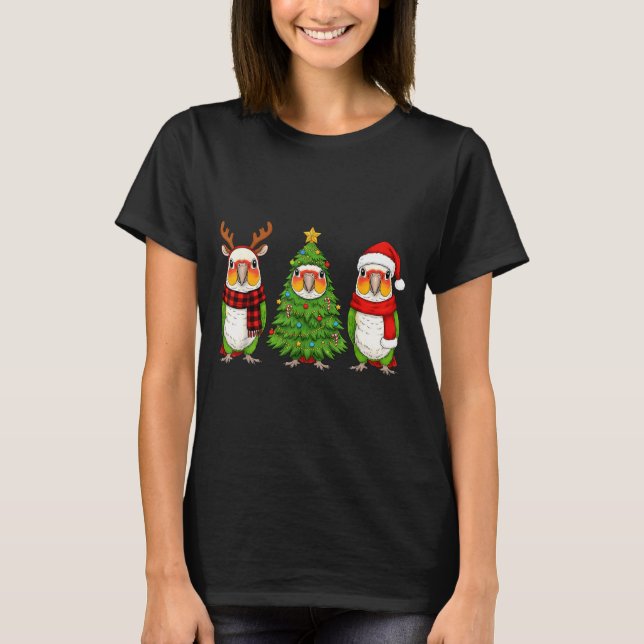 Camiseta Retro Christmas White Bellied Caique Parrot Santa  (Anverso)