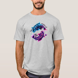 Camiseta Retro Ciber Koi Pez Neon Japonés Vaporwav
