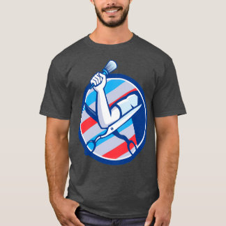 Camiseta Retro Círculo de tijeras de pincel de mano de barb