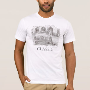 Camiseta *~* Retro Clásico Viejo Hombre de Esbozo de Coche