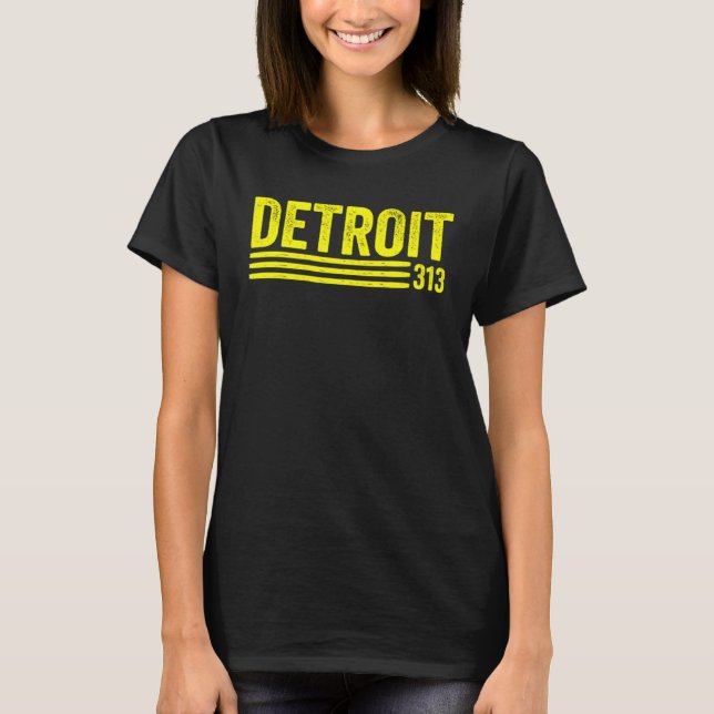 Camiseta Retro Classic Detroit Motor City 313 Estilo de épo (Anverso)