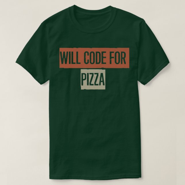 Camiseta Retro, codificará para divertida pizza  (Diseño del anverso)
