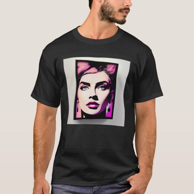 Camiseta Retro Colorful Painting Portrait Woman Watercolor  (Anverso)