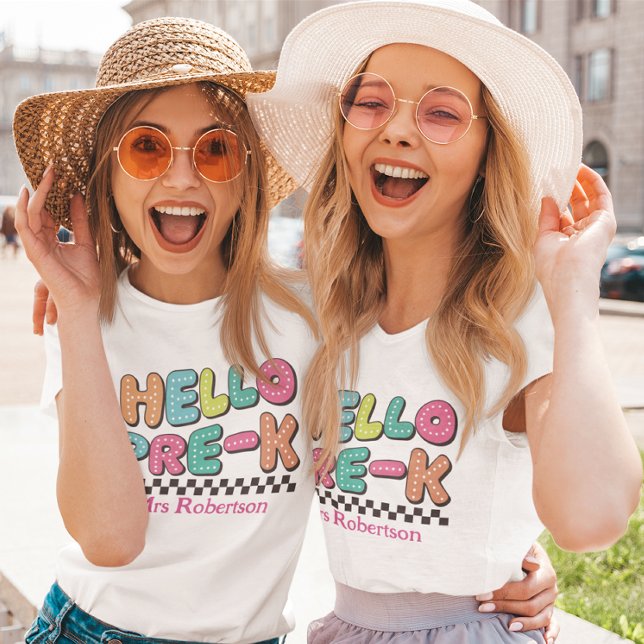 Camiseta retro colorida del profesor pre-k (Subido por el creador)