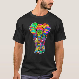 Camiseta Retro colorido de elefante Splash